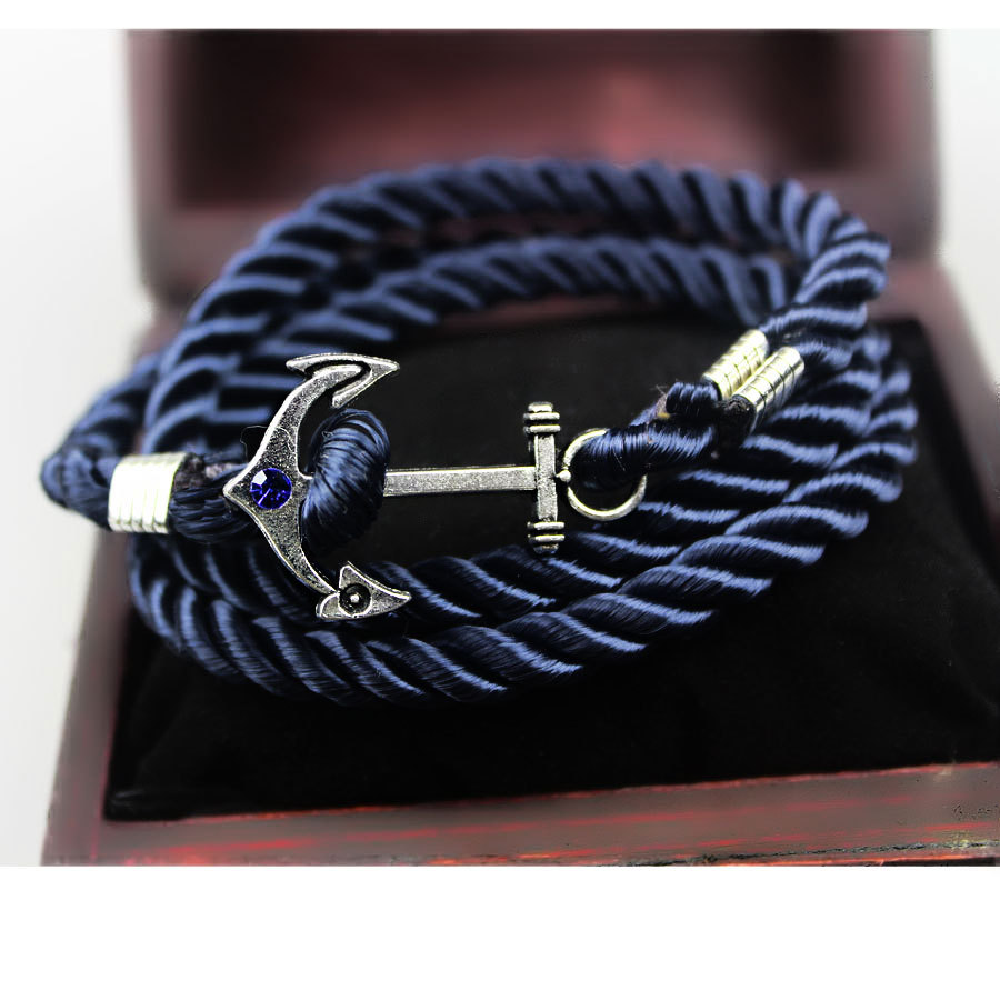 Châu Âu và Hoa Kỳ retro KJP handmade neo tay dây cotton và vải lanh ba vòng tròn bện cô gái vòng đeo tay cặp đôi thương hiệu thủy triều thạch anh tóc đen