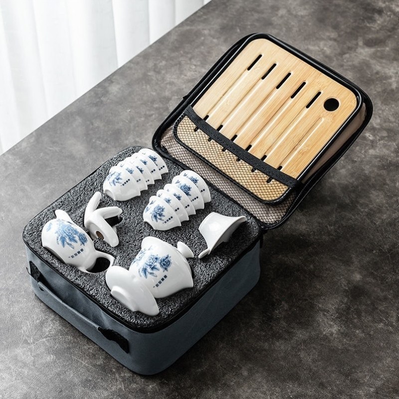 Portable Tea Set Creative Kung Fu Set Ceramic Travel Home Simple Cover Bowl Travel Bag Set