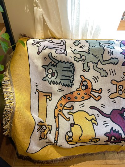 Couverture de canapé illustration de maître graffiti jaune