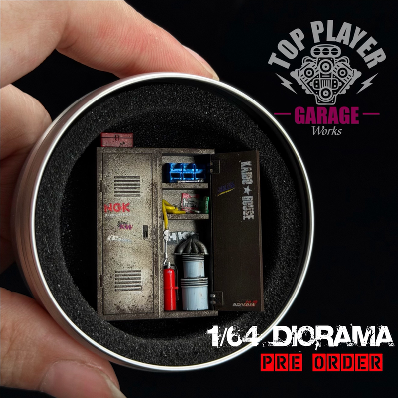 【Top】1/64 Garage Rusty Parts Cabinet Garage Scene Accessories Miniature Model No: 60262