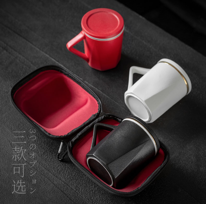 Large ceramic tea keller with cover filter cup tea cup creative portable office package tea cups