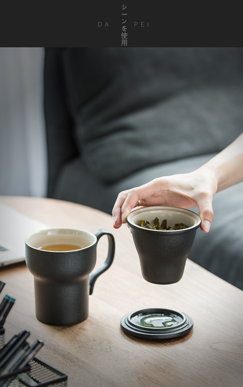 British coarse pottery filter tea cup mark cup with cover home office separation tea cups of tea cups