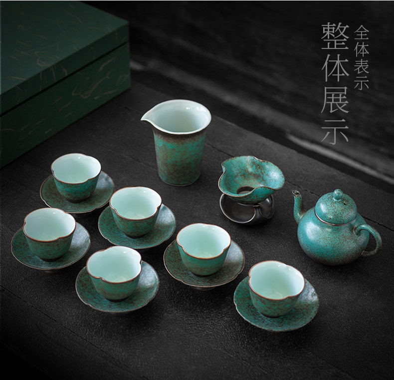 British kung fu tea set suit household small teapot teacup ceramic contracted tea gift boxes of a complete set of restoring ancient ways