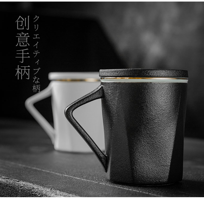 Large ceramic tea keller with cover filter cup tea cup creative portable office package tea cups