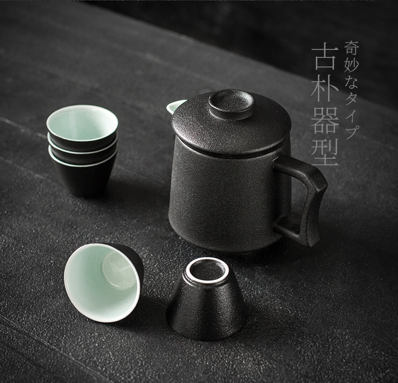 British travel kung fu tea set suit portable crack ceramic cup is suing improvised a pot of five cups of office