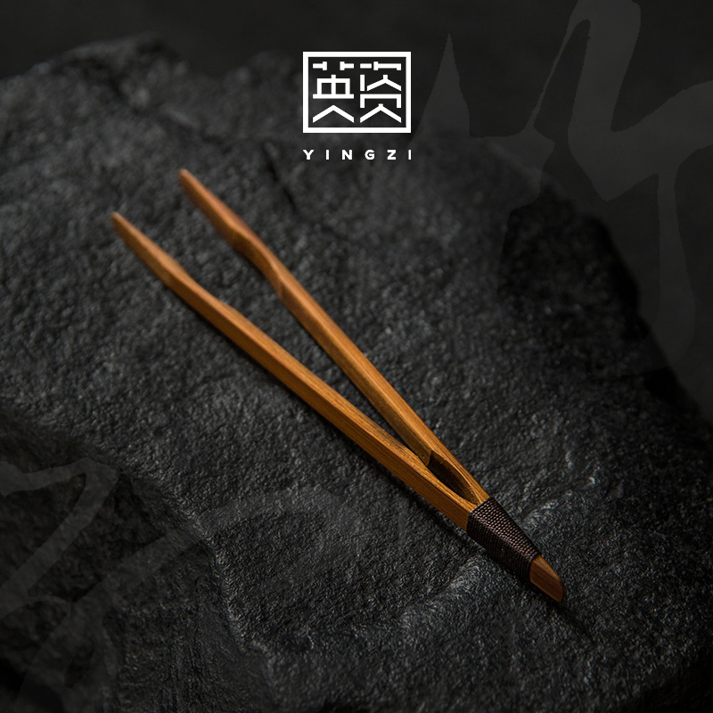 Brocade ChaGa bamboo bamboo clip kung fu tea set bamboo tweezers manual clamp six gentleman accessories cup tea taking