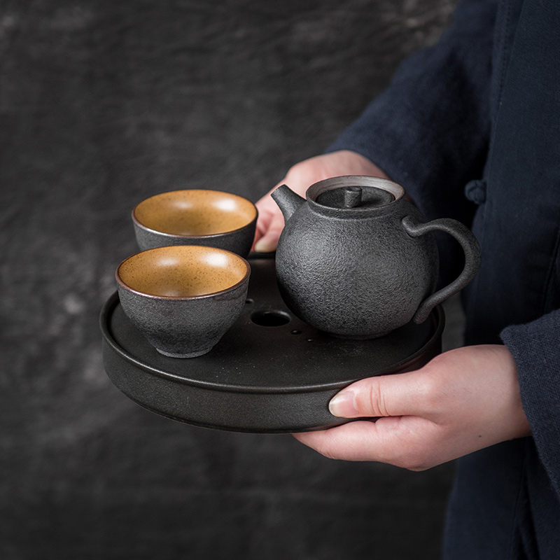 Small water tea tray tea set a ceramic dry tea pot two mini tea tray was round pot bearing