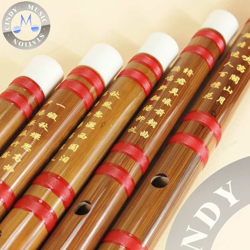 Natural copper interface two sections Jiangnan horizontal flute Silk bamboo raw flute Bitter Bamboo flute Velvet bag 2 sections F tune flute