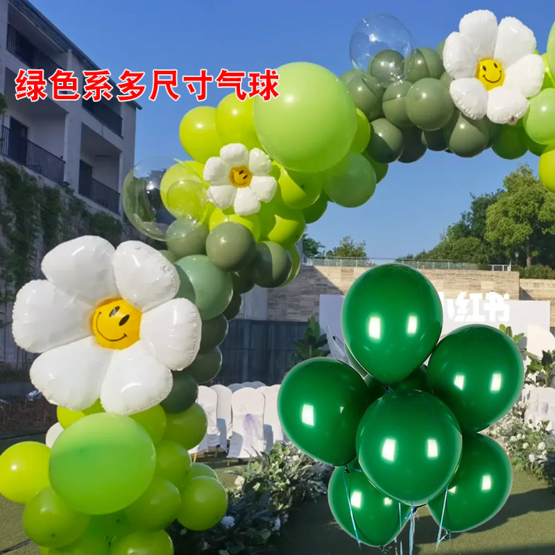 Retro Macaron Olive Green Kindergarten Birthday Decoration Avocado Green Forest-Themed Thickened Balloons