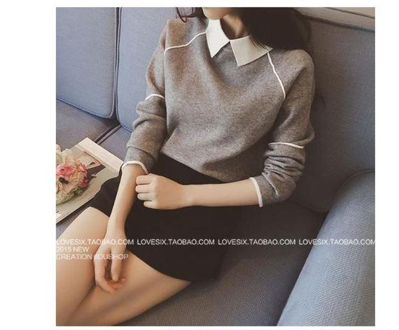 Quần áo mùa thu đông Phiên bản Hàn Quốc của cổ áo búp bê mới tay dài trùm đầu đan áo len đáy áo mỏng phần mỏng mỏng phù hợp với áo len nữ áo kiểu nữ đẹp tuổi 40