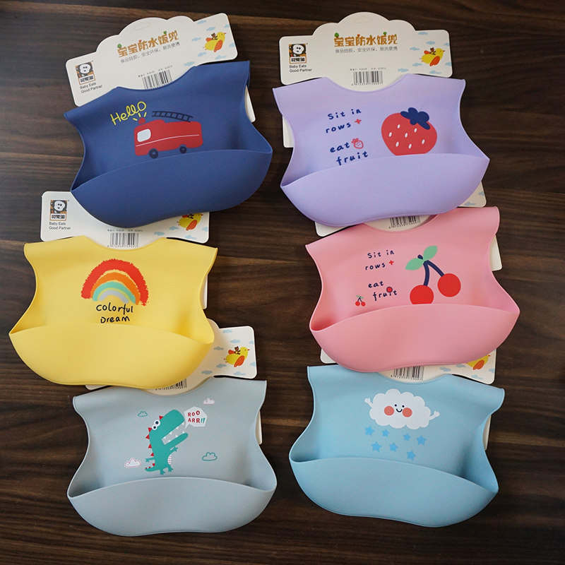 2021 new large opening food grade silicone eating bib 0-4 years old