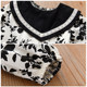 Girls' shirt spring and autumn long-sleeved 2021 new Korean version of the lapel ink floral doll shirt baby foreign style shirt