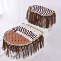 Lace fabric toilet cushion toilet three-piece toilet set zipper toilet cover 3-piece set Siji Tong