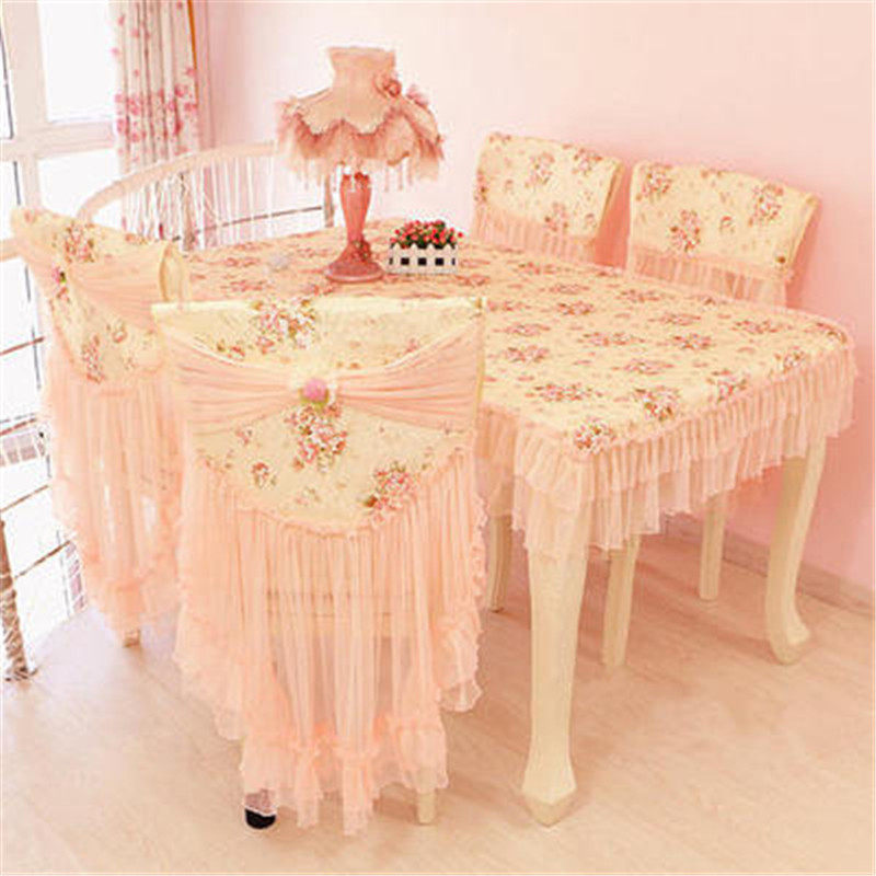 Modern tablecloth set chair cover chair cushion chair package chair cover lace European style coffee table cloth tablecloth customization