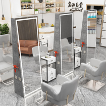 Hair salon net celebrity mirror Barber shop mirror table floor-to-ceiling double-sided hot dyeing mirror Hair salon hair cutting lamp wall hanging single mirror