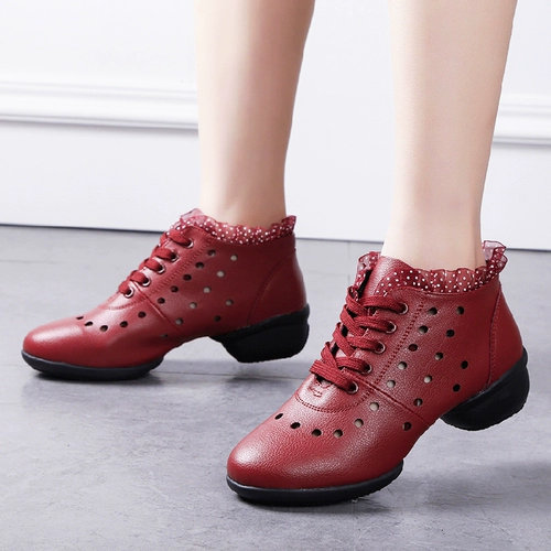 Танцующие белые туфли, дышащая обувь, из натуральной кожи, мягкая подошва, большой размер