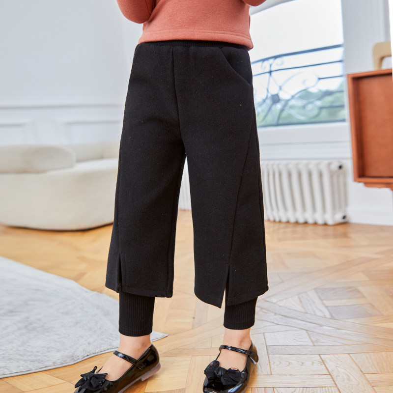 Boat Rat Girl Pants Autumn Winter Outwear Fashion Casual Thickening Black New High Waist Fake two Mao What to do