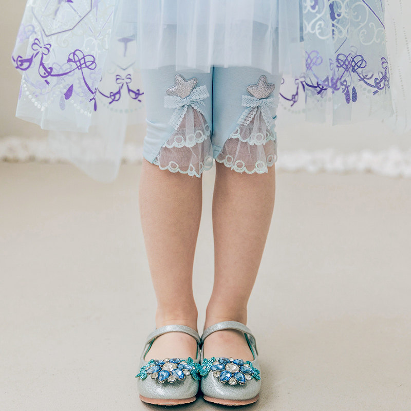 Boat mouse girl's underwear, five-point pants, summer thin section, outer wear, foreign style, lace, lace, bow knot, baby girl's pants