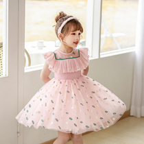 Boat rat girl dress with dress and summer clothes foreign Han version printed yarn dress Childrens skirt Vest Little Girl Princess Dress