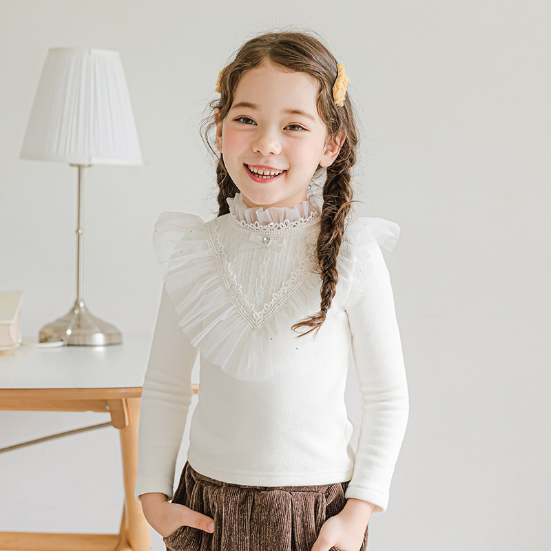 Boat rat girl jersey undershirt autumn winter plus suede white 2021 new inner hitch collar agaric side length sleeve blouses-Taobao
