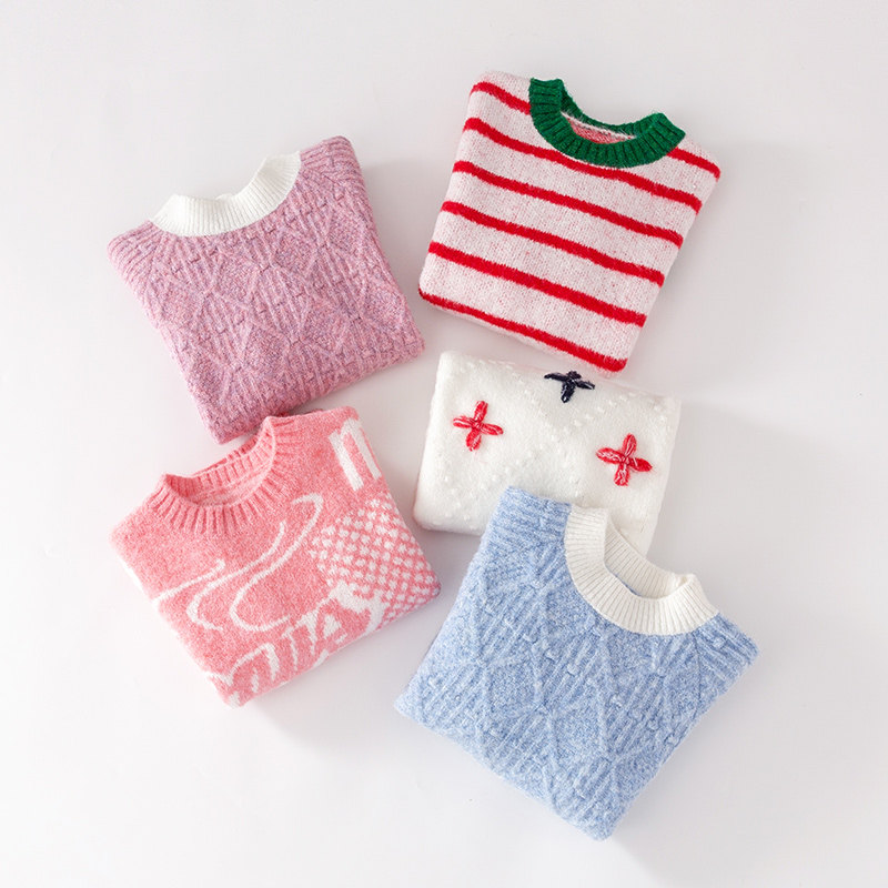 Boat Rat Girls Sweater 2021 New Western Style Pullover Soft Waxy Winter Loose Thickened Round Neck Girl Han Fanchao