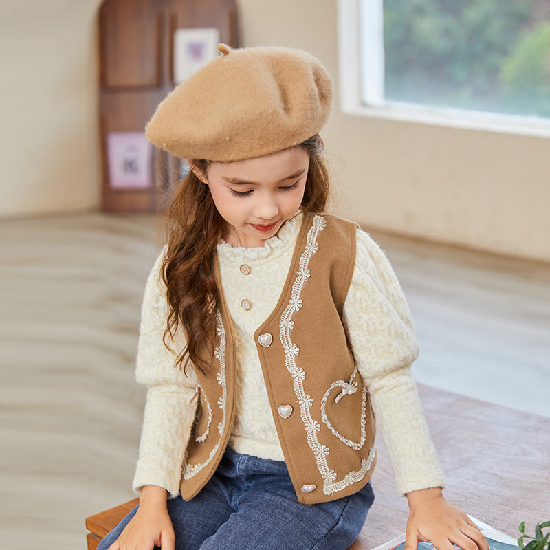 Boat rat girl Machia autumn winter clothing 2021 new outwear fashion vest winter V collar fur the female baby blouse