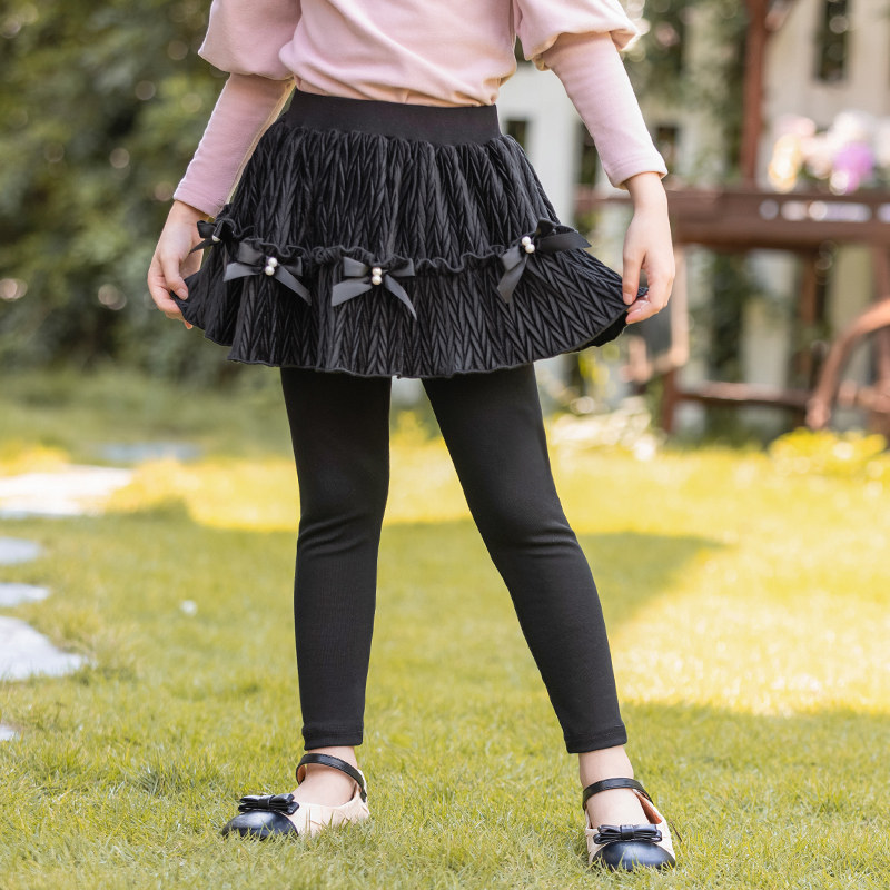 Boat rat girl inside lap pants skirts fall 2021 new black polo children dress pants women baby pants fake two pieces