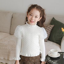 Boat rat child girl sweaters fall winter thickened 2021 new sets head and half high collar undercoat female baby needle weasel