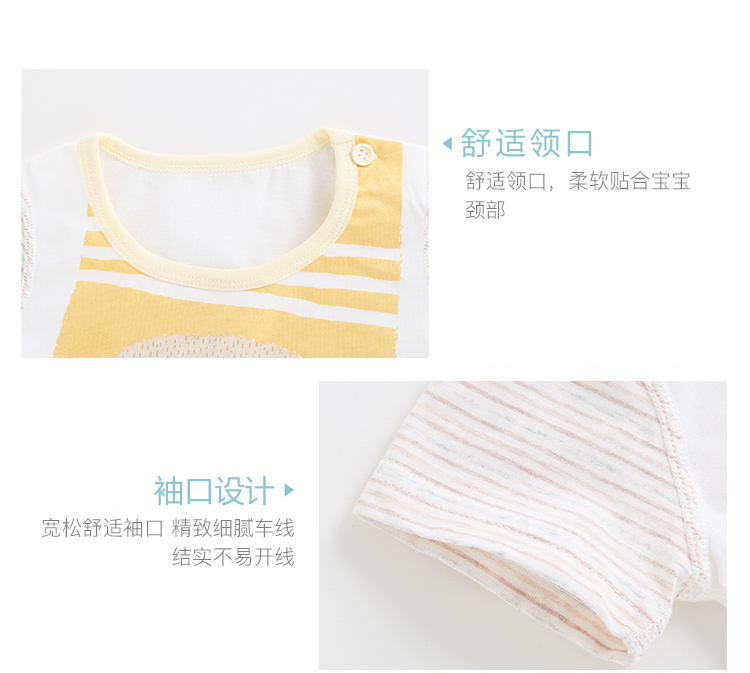 Tong Taixia new baby cotton nửa tay áo phù hợp với 9-12-18 tháng người đàn ông và phụ nữ vai mở ngắn tay áo quần short