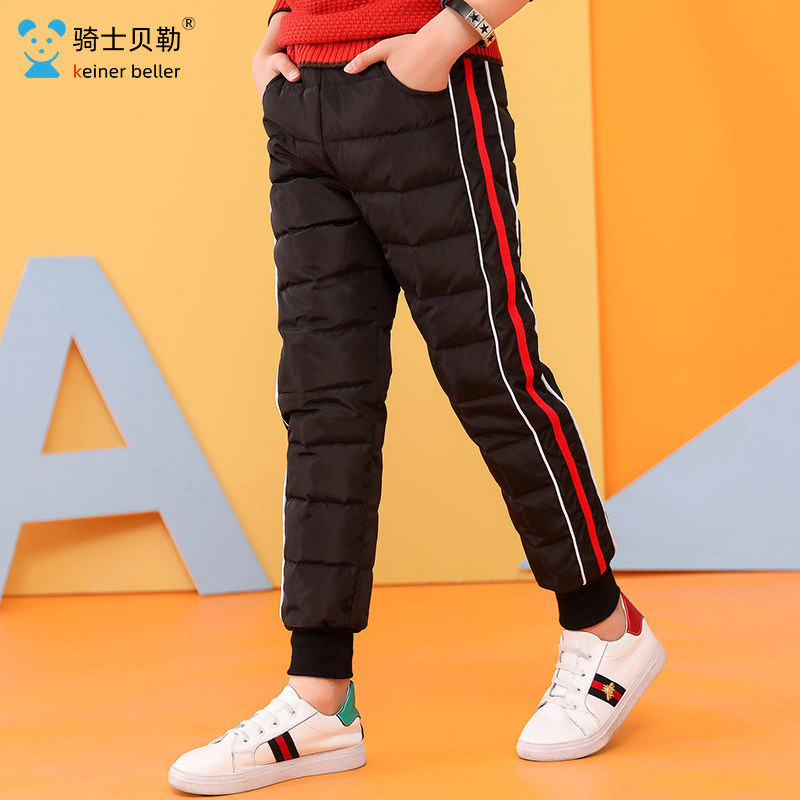 22 new childlike boy's down pants thickened winter CUHK Exterior Wear White Duck Suede Warm Long Pants Children Pants