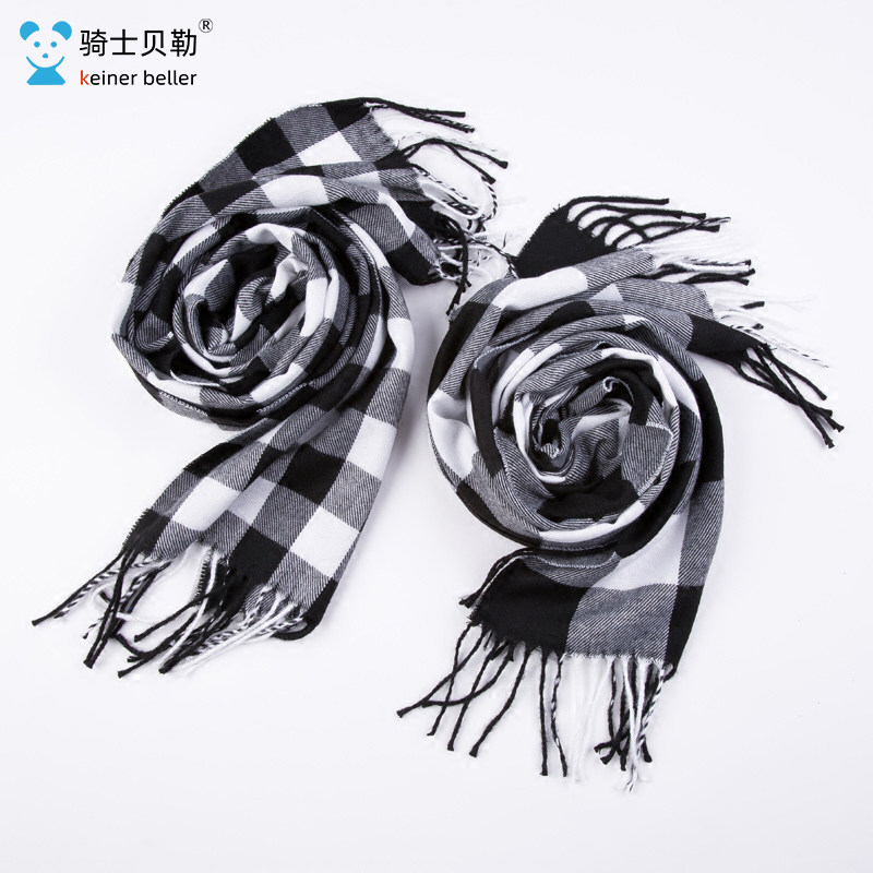 Boy scarf autumn and winter Korean version of the tide CUHK Scout 100 lap plaid neck Long version of children Inron shawl boy fashion
