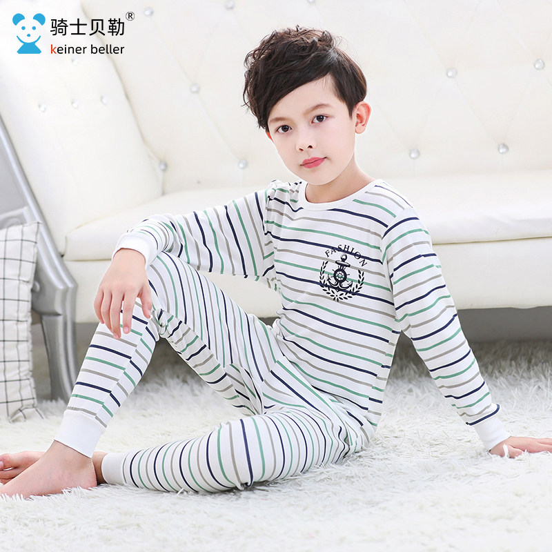 Boy heating clothes Pure cotton children's autumn clothes sanitary pants Large boy boy 15-year-old baby pajamas home clothes