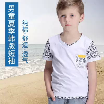 Knight Baylor children's clothing 2021 new boys short-sleeved T-shirt summer children's Korean T-shirt middle and large children's top summer clothes