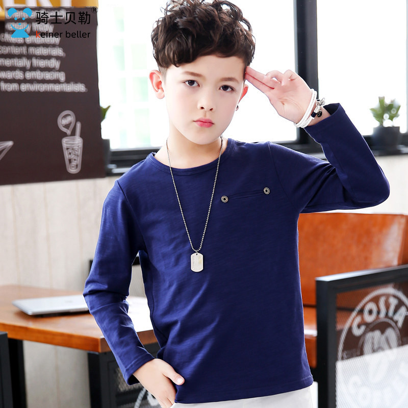 Boy Clothing Boy T-shirt Long Sleeve Blouse Spring Autumn Children 2022 New Boy Hit Undershirt Pure Cotton CUHK Child T-shirt