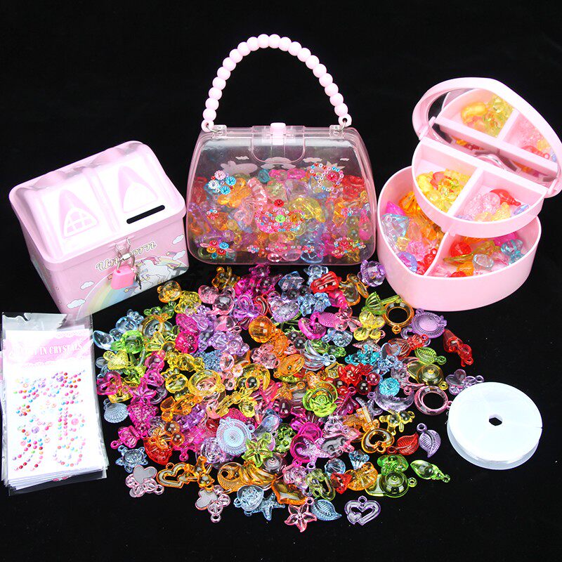 Toys, gems, home wine, archaeological digging treasures, children's animal crystal colorful treasure box, princess imitation crystal seven-color