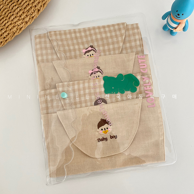 miniheeee Korea ins baby cotton embroidery sweat absorbing towel baby children's sweat towel kindergarten child