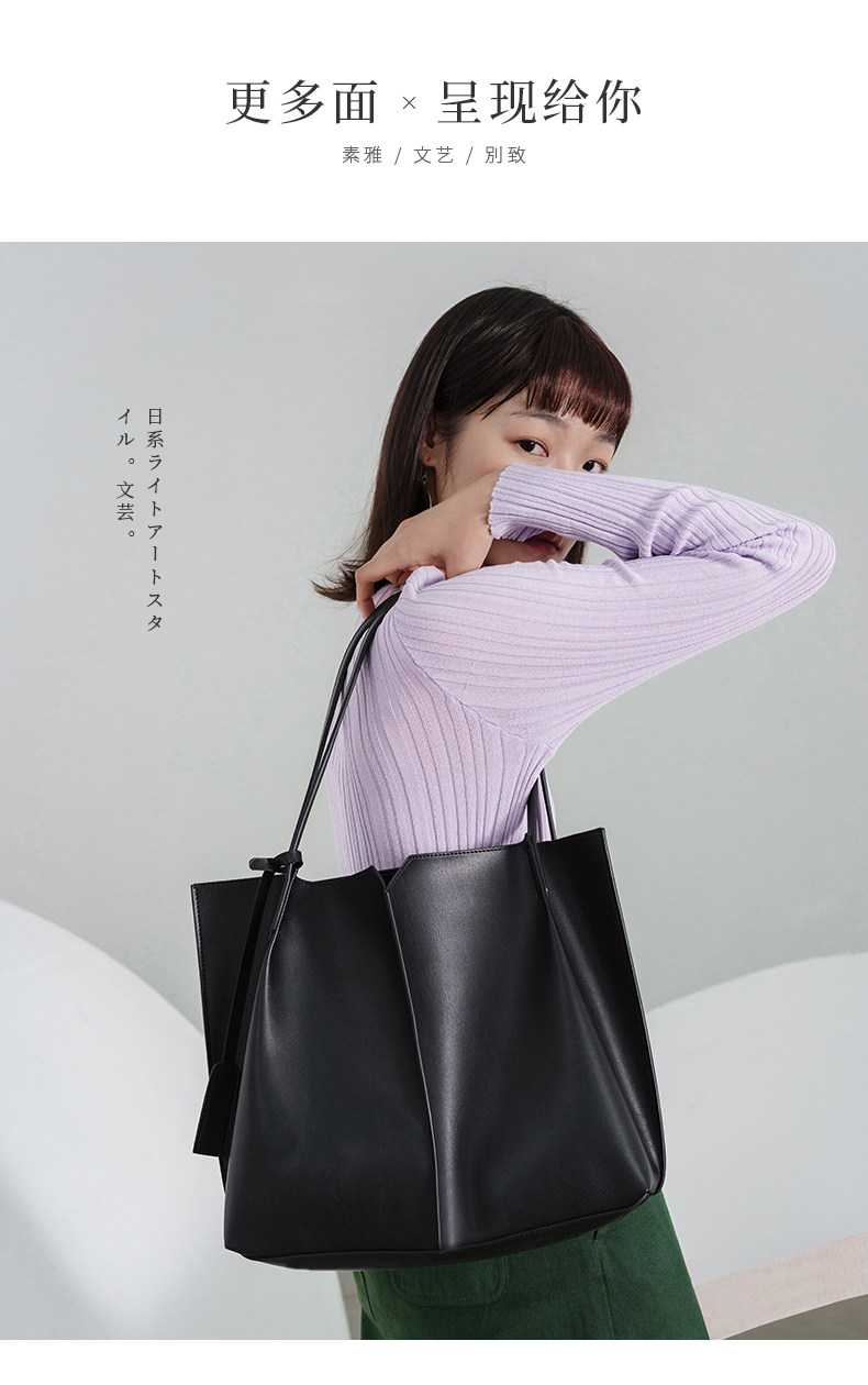 茵曼 大容量托特包 通勤手提包 图8