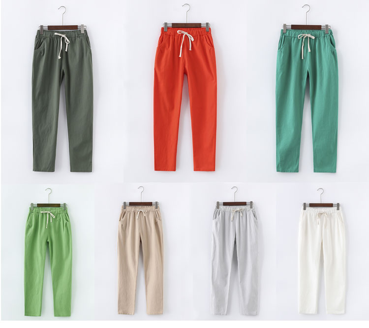 2018 mùa hè mới bông và vải lanh chín quần phụ nữ lỏng thoáng khí thường quần linen phần mỏng Hàn Quốc phiên bản của chân hậu cung quần quần suông ống rộng nữ