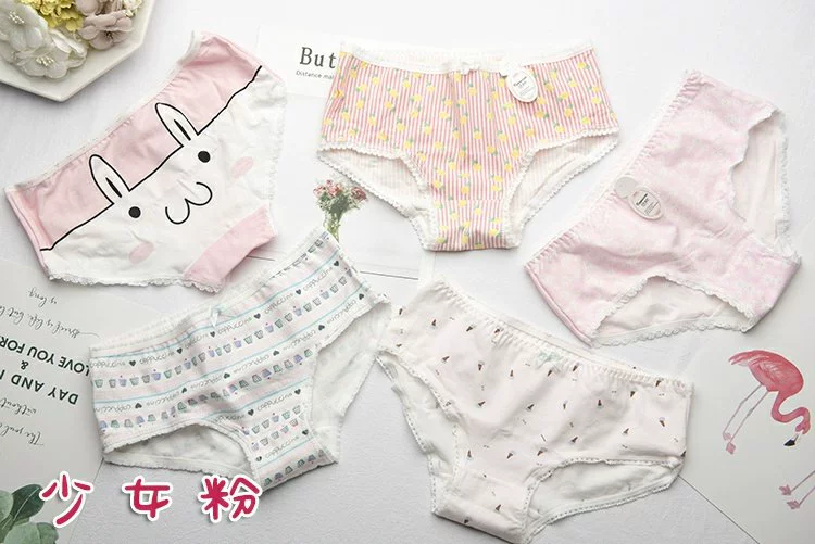 Nhật Bản nhỏ màu xám tươi đồ lót phim hoạt hình cotton nữ tóm tắt thấp quà tặng hộp thời trang sinh viên quần lót đùi