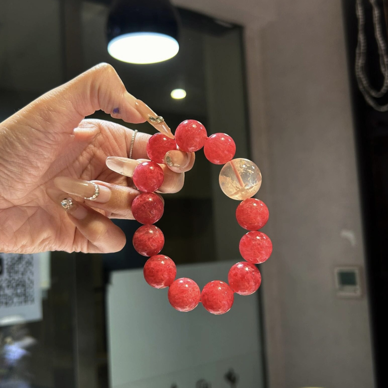 Natural Rhodonite Bracelet for Women, Single Circle Bracelet, Jewelry Gift for Girlfriend or Best Friend, Simple, Versatile and Fashionable Natural Rhodonite Bracelet for Women, Single Circle Bracelet, Jewelry Gift for Girlfriend or Best Friend, Simple, Versatile and Fashionable