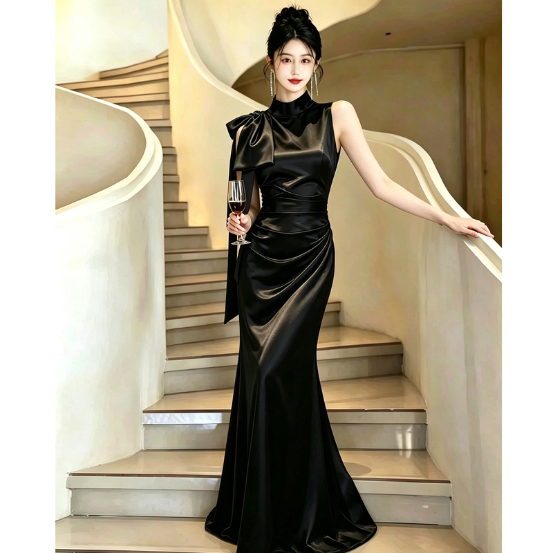 Mermaid Host Evening Gown Birthday Adult Ceremony Elegant Performance Dress 2026 New Black Dress