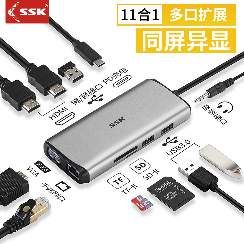 ssk Biao Wang typec expansion dock Apple computer converter ipadpro adapter usb interface extension cable hub thunderbolt 3macbookpro extension HDM