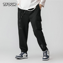 tfour Guofang Tsu Smile printed tide of men and women same sports long pants 2021 Spring and Autumn New Model in