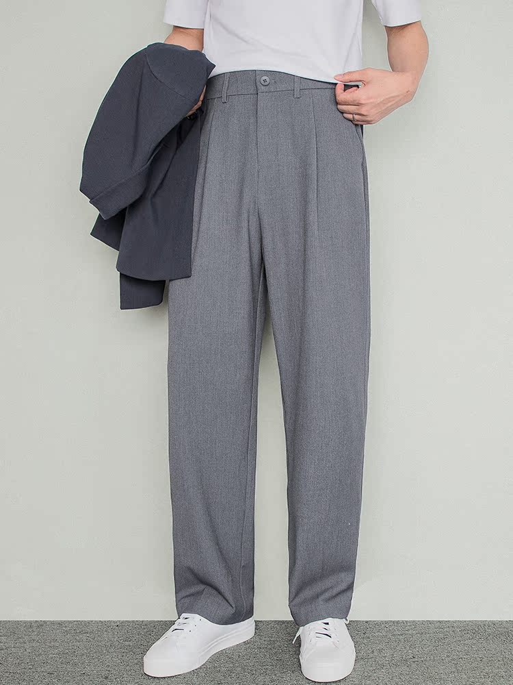 Suit pants Straight men's pants Summer loose hanging casual wide pants Profile mopping dad drop men's pants