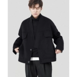 Двусторонная зимняя куртка, шерстяное короткое японское шерстяное пальто, китайский стиль