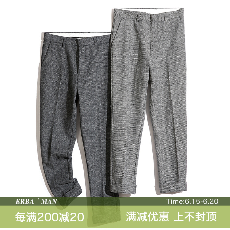 Autumn and winter wool Children 90% pants for men casual Western pants Korean version Trend 100 lap loose straight cylinder boys pants