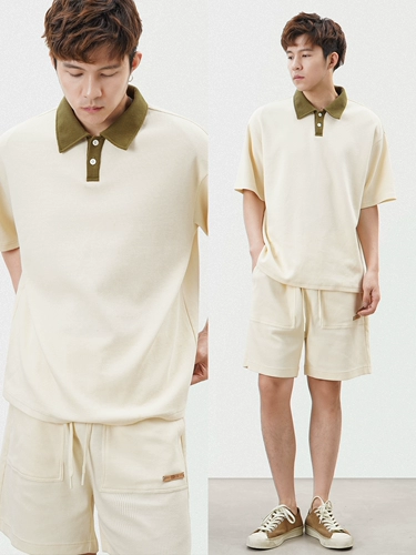 Комплект, мужская летняя трендовая футболка polo, свободный крой, короткий рукав