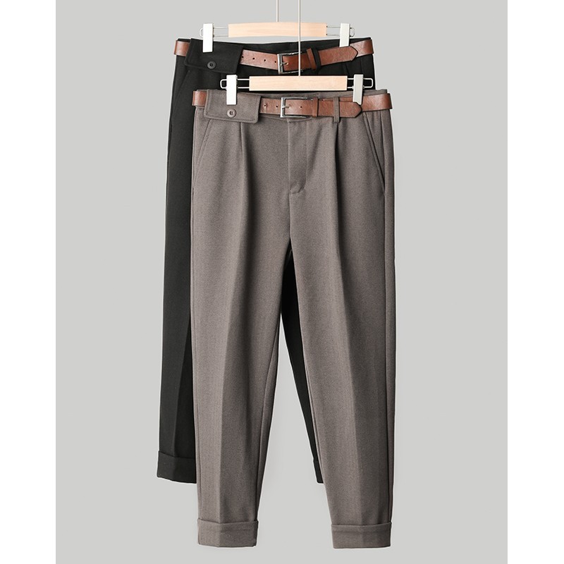 Gross Pants Men's Straight Drum Autumn Winter 90% Pants Thicken Plus Suede West Dress Pants Smoke Tubes Small Feet Casual Pants Men Pants