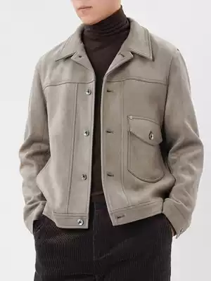 Thick suede deerskin men's jacket Ruffian handsome autumn and winter lazy style tooling retro Japanese casual men's jacket