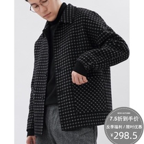 Houndstooth plaid double-sided jacket Boys Korean short wool coat mens wool coat wool tooling